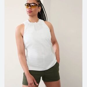Athleta Women's Off White Navigate Cinch Tank Ruffles Breathable Size Small